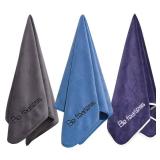 Wuwahold Microfiber Gym Towels Bigger Size Super Soft for Exercise Fitness, Sports, Workout, 380-GSM 15-Inch x 31-Inch Quick-Drying Towels (3 Pack, Grey+Blue+Navy Blue)