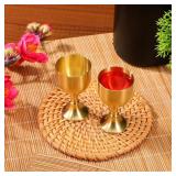 PRETYZOOM 10Pcs Golden Copper Alloy Chalice Goblet, Mini Wine Cups for Offering, Holy Communion, Medieval Style Tabletop Ornament, Church Ritual