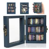 Anxiety Bookshelf Mini Bookshelf Ornament Miniature Bookshelf Decor Shake Bookshelf Shake Away Your Anxiety Miniature Book Library with 60pcs Mini Books for Book Lovers Home Room Office Decor (Blue)