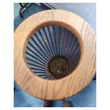 Mid-Century Footed Oak Slatted Umbrella or Cane Stand - has 3 feet.  Isn