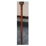 Vintage Handmade Wooden Walking Stick / Cane with Decorative Bronze Handle - approx 37" long