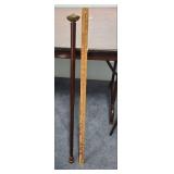 Vintage Walking Stick / Cane with Decorative Brass Zeus Head Design - approx 35" long