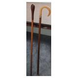 Collection of Vintage Handcrafted Wooden Walking Sticks / Canes - range from 30 to 36" long - qty 4