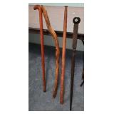 Vintage Handcrafted Wooden Walking Stick / Canes - including one with an Pool 8-Ball handle - range from 34 - 38" long