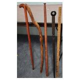 Vintage Handcrafted Wooden Walking Stick / Canes - including one with an Pool 8-Ball handle - range from 34 - 38" long