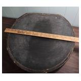 1940s Round Hat Box with Floral Interior - approx 17" diameter x 9" H