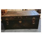 Early 1900s Metal Storage Trunk 30"W x 16" D x 13" H