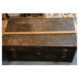 Early 1900s Metal Storage Trunk 30"W x 16" D x 13" H