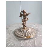 Crystal Prism Table Lamp with Cherub Finial - hand painted floral base - tested, works  12