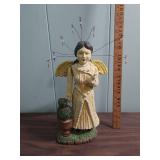 Vintage Folk Art Angel Figurine with Beaded Wire Halo - approx 16" H with halo  (Bethany Lowe figurine?)