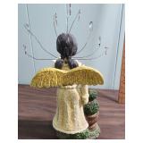 Vintage Folk Art Angel Figurine with Beaded Wire Halo - approx 16" H with halo  (Bethany Lowe figurine?)
