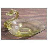 Vintage MCM Duncan & Miller Citron Yellow Swan Art Glass Pall Mall dish c1940s (needs a little polishing and would be gorgeous!)