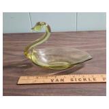 Vintage MCM Duncan & Miller Citron Yellow Swan Art Glass Pall Mall dish c1940s (needs a little polishing and would be gorgeous!)