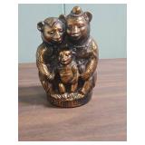 Three Bears Copper-Toned Metal Savings Coin Bank
