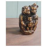 Three Bears Copper-Toned Metal Savings Coin Bank
