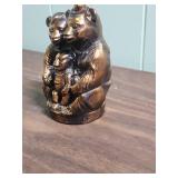Three Bears Copper-Toned Metal Savings Coin Bank