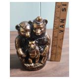 Three Bears Copper-Toned Metal Savings Coin Bank