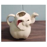 Vintage Shawnee Pottery White Ceramic Elephant Creamer c1940s - approx 5" L