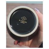 Vintage Otagiri Black Porcelain Ginger Jar with Lid - hand-painted iris and floral pattern - from Japan - very good condition