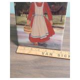 "Martha Tom" - Native American Hand Painted Tile Art by Jeanne Rorex Bridges - approx 6" W x 8" H - has photo frame backing w/ easel