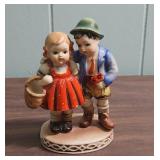 Vintage Country Girl and Boy Ceramic Figurine made in Japan c1940s