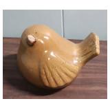 Vintage Beige Glazed Pottery Fat Bird Figurine / Sculpture - perfect for country cottage decor!