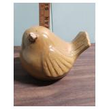 Vintage Beige Glazed Pottery Fat Bird Figurine / Sculpture - perfect for country cottage decor!