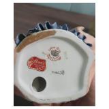 Hand-painted porcelain Victorian-era style figurines, all made in Japan.  Two are marked Lefton China  c1950s