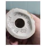 Hand-painted porcelain Victorian-era style figurines, all made in Japan.  Two are marked Lefton China  c1950s