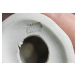 Hand-painted porcelain Victorian-era style figurines, all made in Japan.  Two are marked Lefton China  c1950s