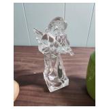 Decorative Angels, one pottery one glass and a Mid-Century Rustic Green jug style vase