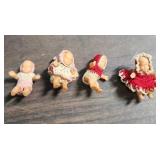 Itty Bitty Teeny Tiny vintage Plastic Baby dolls with crocheted clothing c1950s