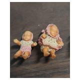 Itty Bitty Teeny Tiny vintage Plastic Baby dolls with crocheted clothing c1950s