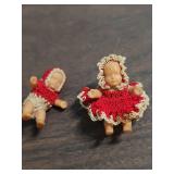 Itty Bitty Teeny Tiny vintage Plastic Baby dolls with crocheted clothing c1950s