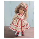 Composition Doll in Red Polka Dot Dress (potentially a Shirley Temple Composition Doll) - very good condition (1930s - 1950s?)