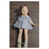 1950s Hard Plastic Doll in Gingham Dress -  Has mark of 13 on back. (Resembles a Madame Alexander Jeannie doll - but could not find any brand marking other than the # on the back)