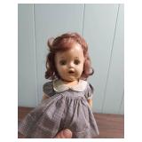 1950s Hard Plastic Doll in Gingham Dress -  Has mark of 13 on back. (Resembles a Madame Alexander Jeannie doll - but could not find any brand marking other than the # on the back)