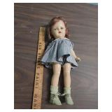 1950s Hard Plastic Doll in Gingham Dress -  Has mark of 13 on back. (Resembles a Madame Alexander Jeannie doll - but could not find any brand marking other than the # on the back)