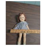 1950s Hard Plastic Doll in Gingham Dress -  Has mark of 13 on back. (Resembles a Madame Alexander Jeannie doll - but could not find any brand marking other than the # on the back)