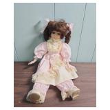 Victorian Style Porcelain Doll in Pink Dress
