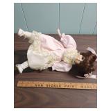 Victorian Style Porcelain Doll in Pink Dress