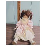 Victorian Style Porcelain Doll in Pink Dress