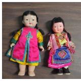 Vintage Japanese Composition Dolls in Cultural Attire