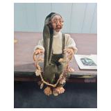 Handcrafted Folk Art Elf with Christmas Garland - one ornament from his garland needs reattached.  From Lil Darlin Originals in Andover, KS