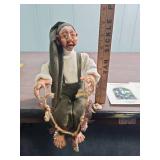 Handcrafted Folk Art Elf with Christmas Garland - one ornament from his garland needs reattached.  From Lil Darlin Originals in Andover, KS