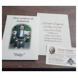 Handcrafted Folk Art Elf with Christmas Garland - one ornament from his garland needs reattached.  From Lil Darlin Originals in Andover, KS