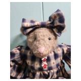 Hand-crafted Teddy Bear in Gingham USA dress with red stars