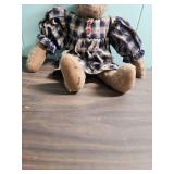 Hand-crafted Teddy Bear in Gingham USA dress with red stars