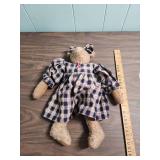 Hand-crafted Teddy Bear in Gingham USA dress with red stars