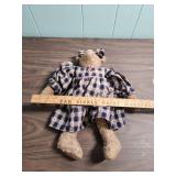 Hand-crafted Teddy Bear in Gingham USA dress with red stars